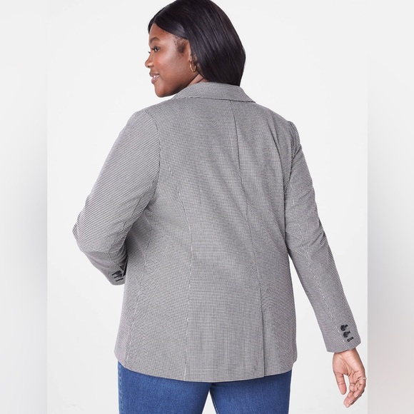 Lane Bryant The Perfect Drape One Button Black and White Check Blazer - Picture 2 of 10